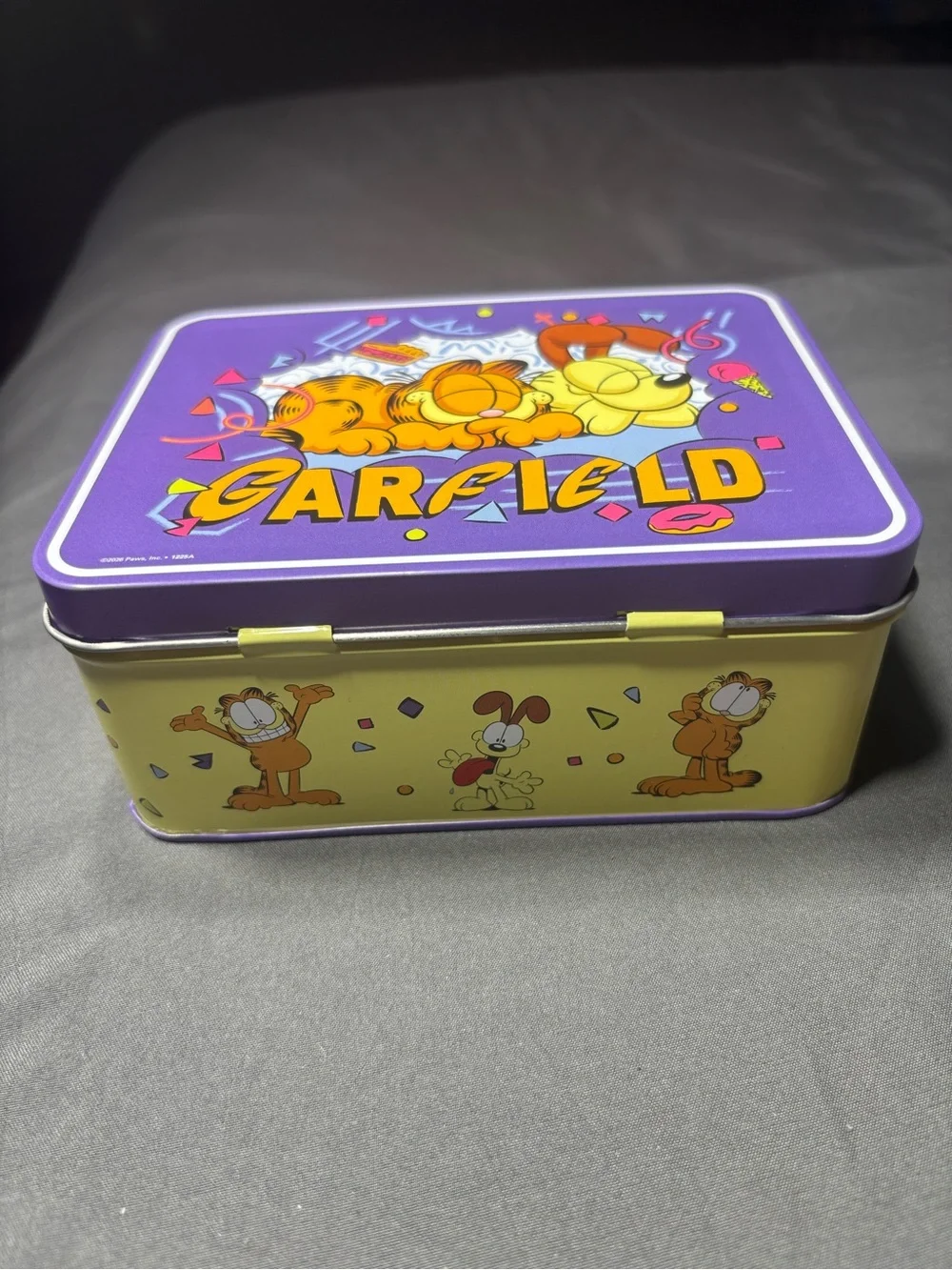 New Garfield Purple Metal Tin Lunchbox